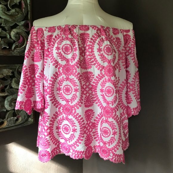 V Cristina Tops - V. CRISTINA Pink & White Embroidered Top - NWOT